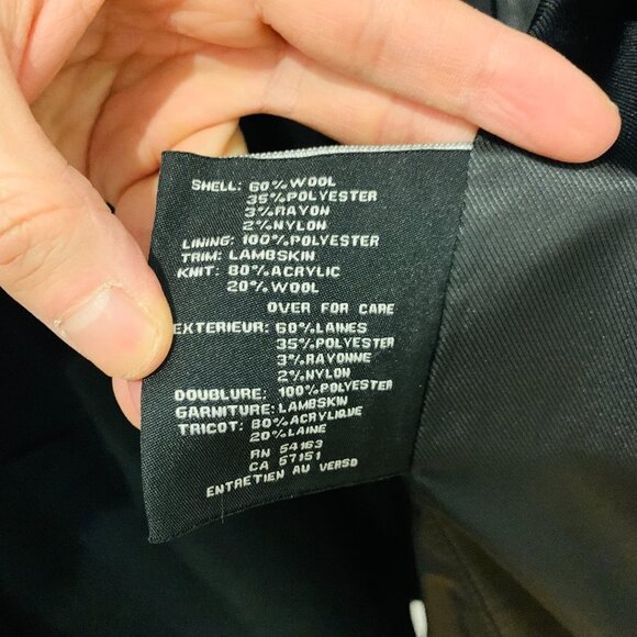 Cole Haan Men's Black Wool-blend Contrast-bib Car Coat Large - Picture 12 of 16